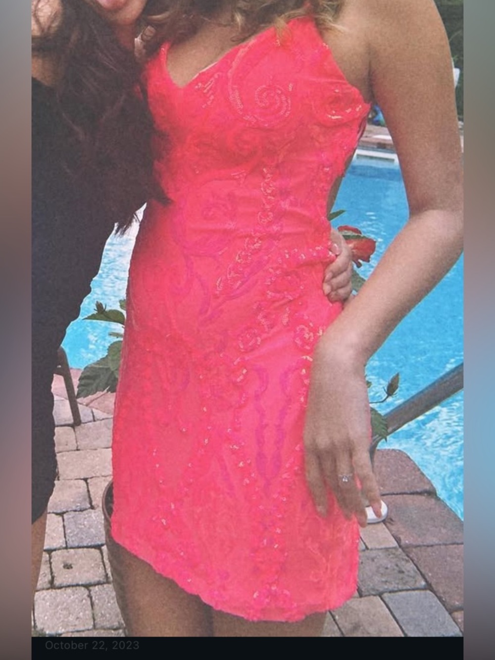 Windsor Neon Pink Sequin Mesh Dress - Picture 4 of 4
